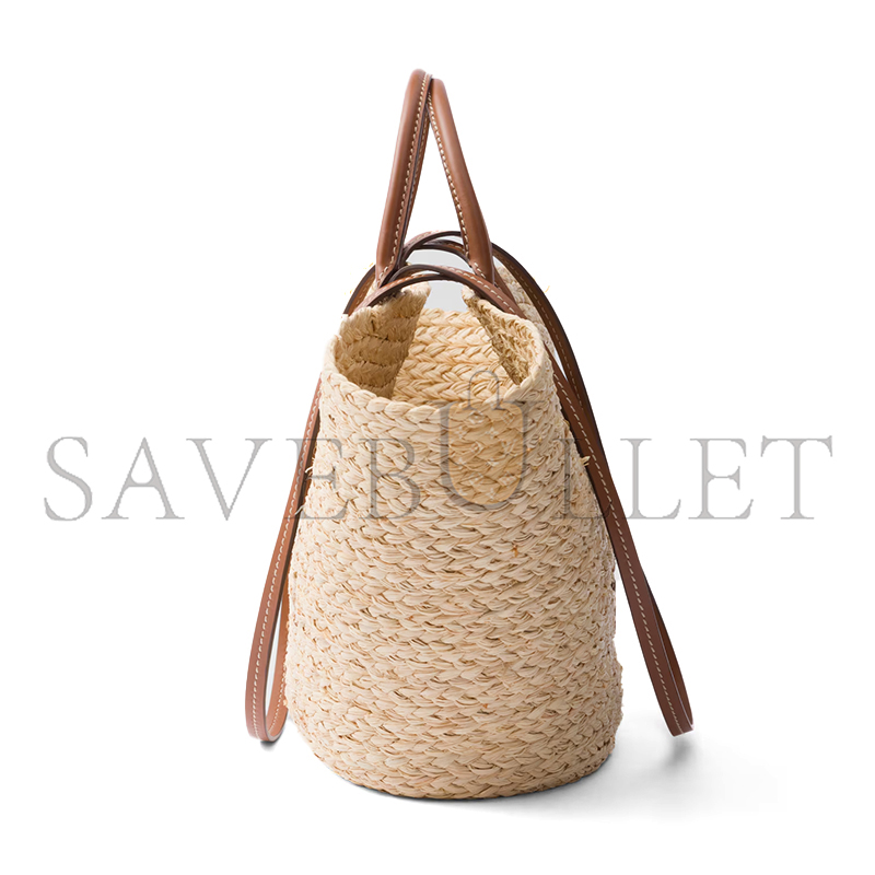 Pra*a large raffia and leather shopping bag 1bg470 (25*25*15cm)